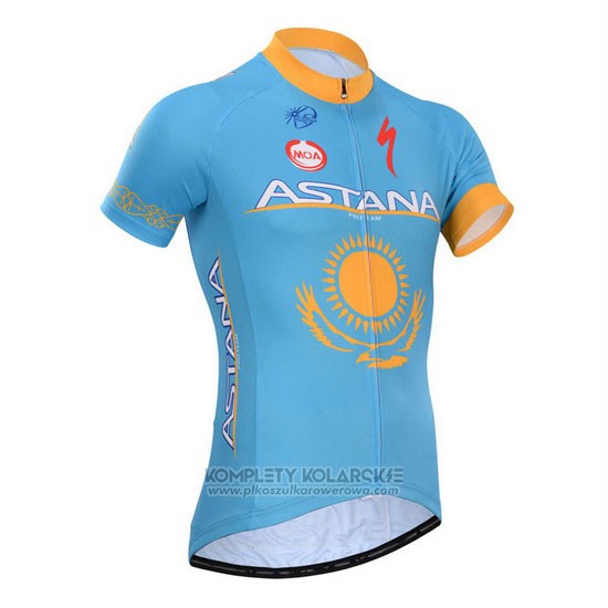 2014 Odziez Rowerowa Astana Niebieskie Niebo Krotkie Rekawy i Rowerowe Szelkach